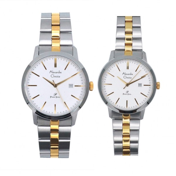 Alexandre Christie AC 1007 Silver Gold Couple